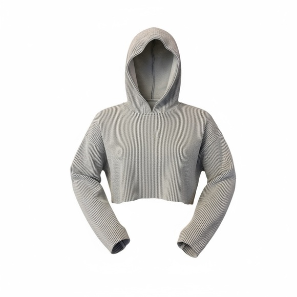 Urban Outfitters Tops - Urban Outfitters Out From Under Gray Ribbed Knit Cropped Hoodie Women’s Xsmall